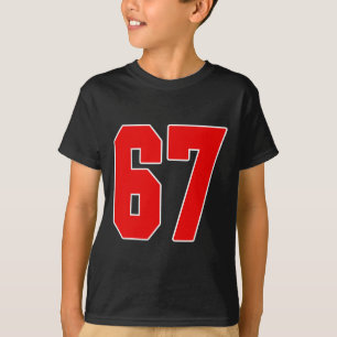 Red Number 67 Jersey Big #67 Uniform Favourite Pla T-Shirt