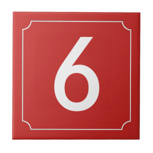 Red number or letter placard tile