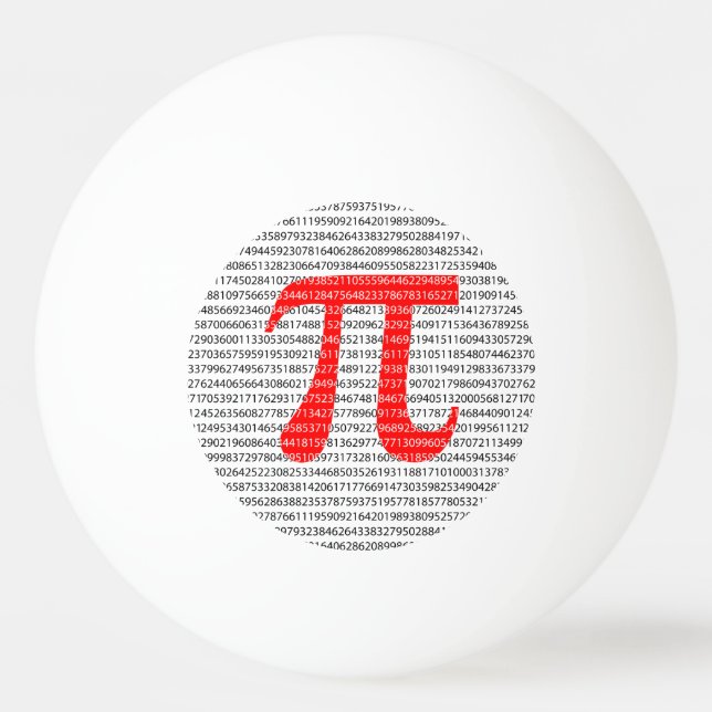Red Number pi is a mathematical constant symbol Ping Pong Ball (Front)
