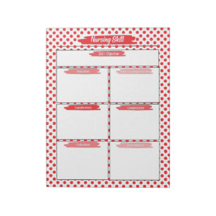 Red Nursing Student Skills Template Notepad