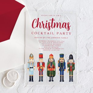 Red Nutcracker Christmas Cocktail Party Acrylic Invitations