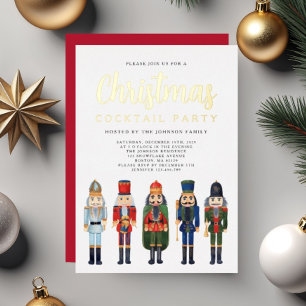 Red Nutcracker Christmas Cocktail Party Gold