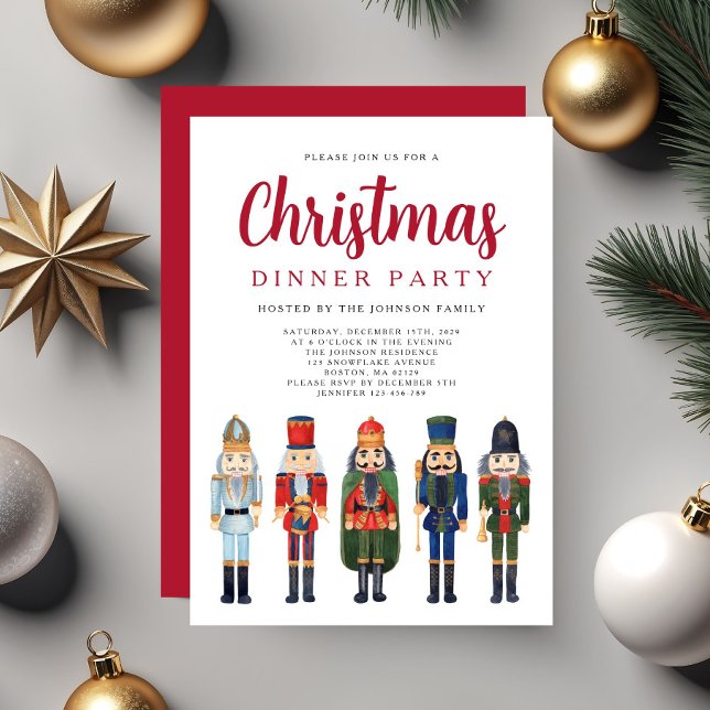Red Nutcracker Christmas Dinner Party Invitation (Red Nutcracker Christmas Dinner Party Invitation)