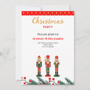 Red Nutcracker Christmas family Party invitation