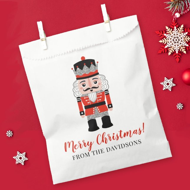 Red Nutcracker Christmas Holiday Party Favour Favour Bags (A cute bag for your Christmas holiday party favors.)