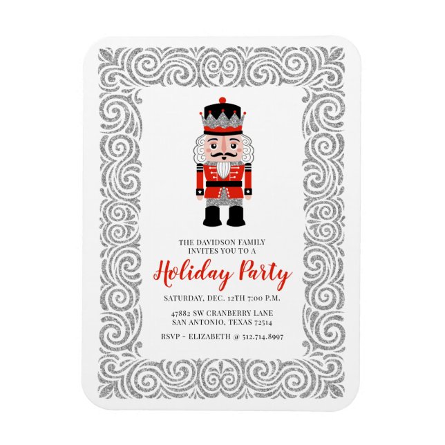 Red Nutcracker Christmas Holiday Party Invitation Magnet (Vertical)