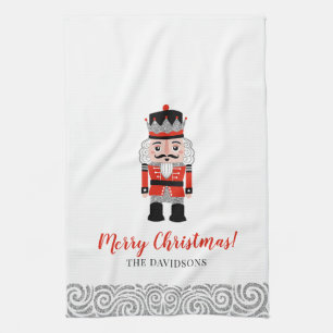 Red Nutcracker Christmas Holiday  Tea Towel