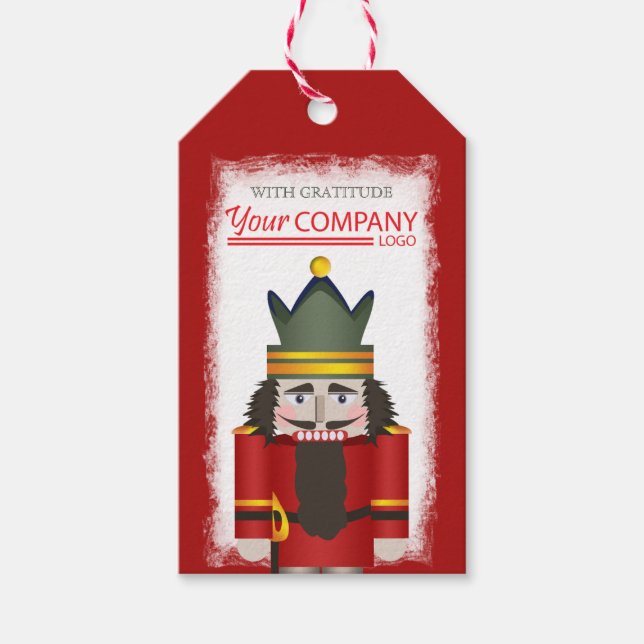 Red Nutcracker Company Logo Christmas Gift Tag (Front)