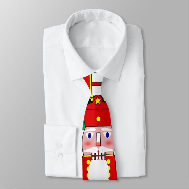 Red Nutcracker Soldier Christmas Tie (Tied)