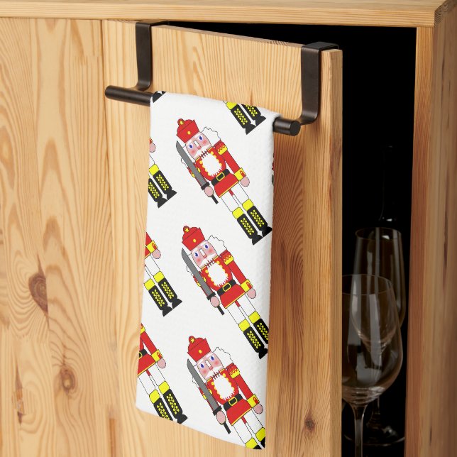 Red Nutcrackers Christmas Tea Towel (Thirds Fold)
