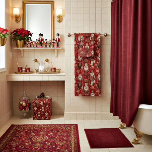 Red nutcrackers pattern Christmas Bath Towel Set