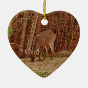 Red Oak Camouflage Stag Buck Deer Feeding Ceramic Tree Decoration