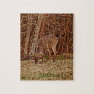 Red Oak Camouflage Stag Buck Deer Feeding Jigsaw Puzzle