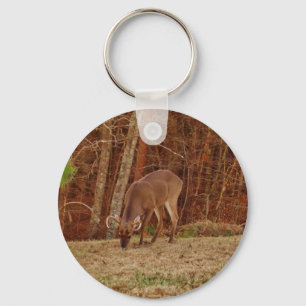 Red Oak Camouflage Stag Buck Deer Feeding Key Ring
