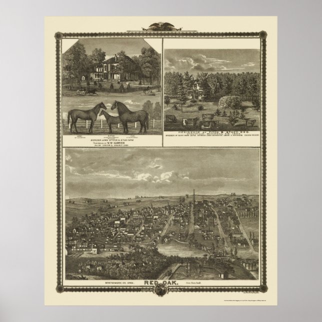 Red Oak, IA Panoramic Map - 1875 Poster (Front)