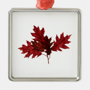 Red Oak Leaves Metal Tree Decoration