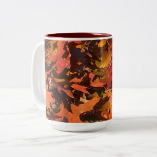 Red Oak Leaves, Wisconsin Two-Tone Coffee Mug