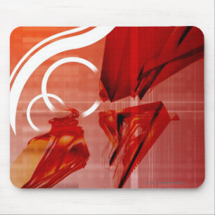 Red objects with white lines mouse mat