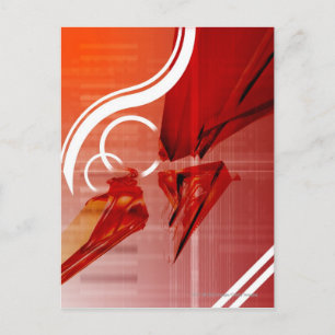 Red objects with white lines postcard