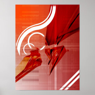 Red objects with white lines poster