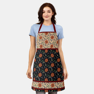 Red Ochre Flowers with Leaves Apron