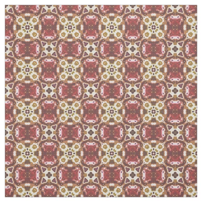 Red Ochre Yellow Brown Hip Orient Bali Art Fabric (Swatch)