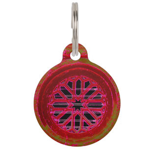 red octagonal design pet tag