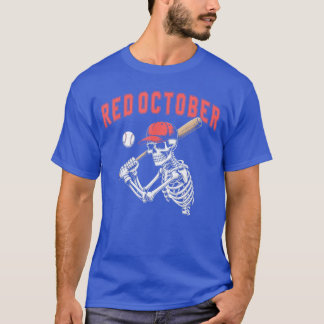 Red October Funny Halloween Baseball Skeleton gift T-Shirt