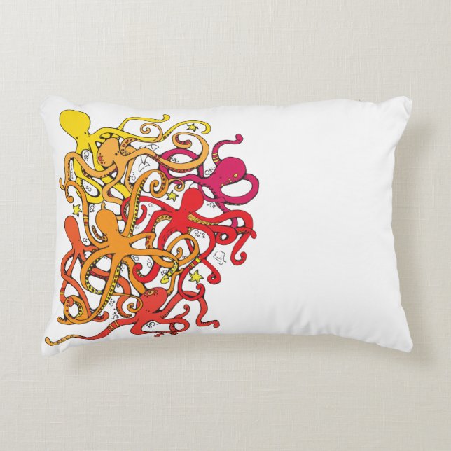 Red Octopi Decorative Cushion (Front)