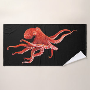 red octopus bath towel