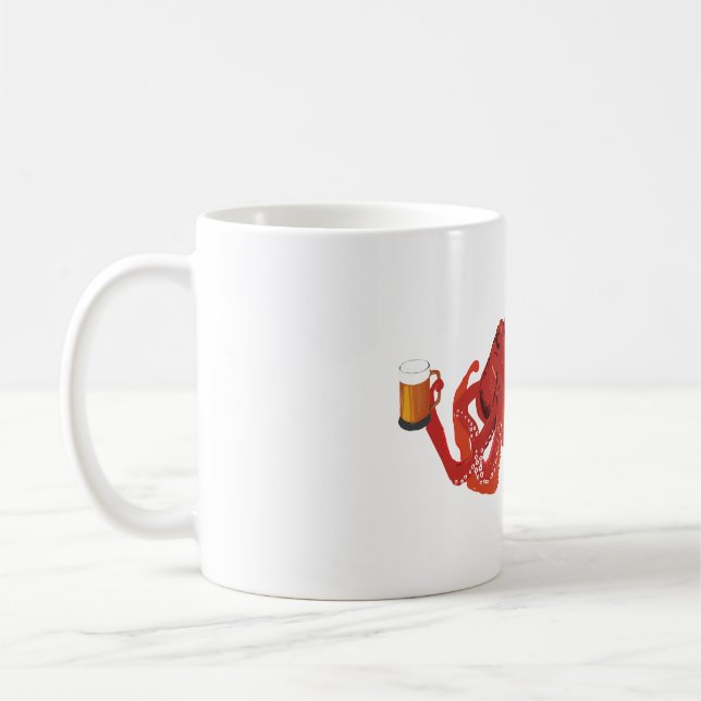 Red octopus Beer Lover Coffee Mug (Left)