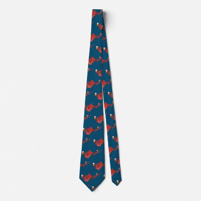 Red octopus Beer Lover Tie (Front)
