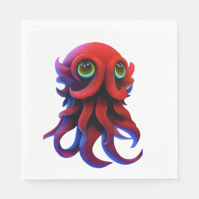Red octopus  napkin (Front)