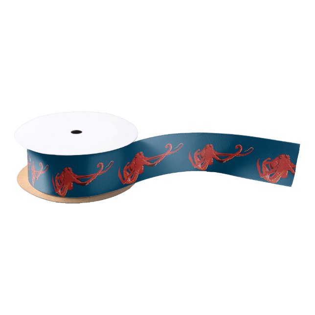Red octopus satin ribbon (Spool)