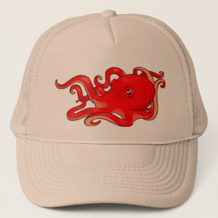 Red Octopus Trucker Hat