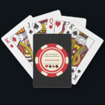Red Off White Casino Poker Chip Monogrammed Playing Cards<br><div class="desc">Have fun shuffling and dealing these custom red and off white casino poker chip playing cards. With it's traditional red casino chip on a black background it's sure to be a unique gift!</div>