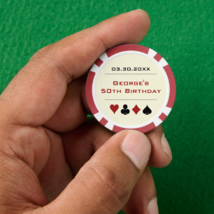 Red Off-White Las Vegas Casino Poker Chip Birthday