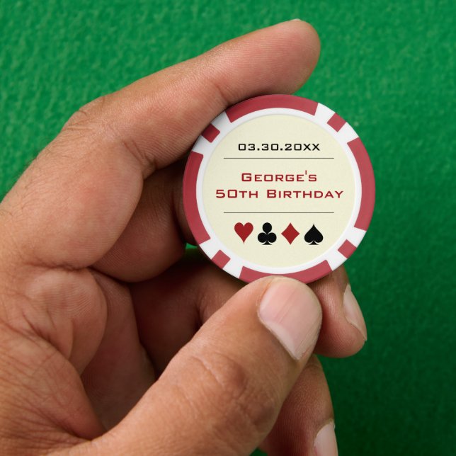 Red Off-White Las Vegas Casino Poker Chip Birthday (Hand)