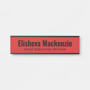 Red Office Door Name Plate Sign 