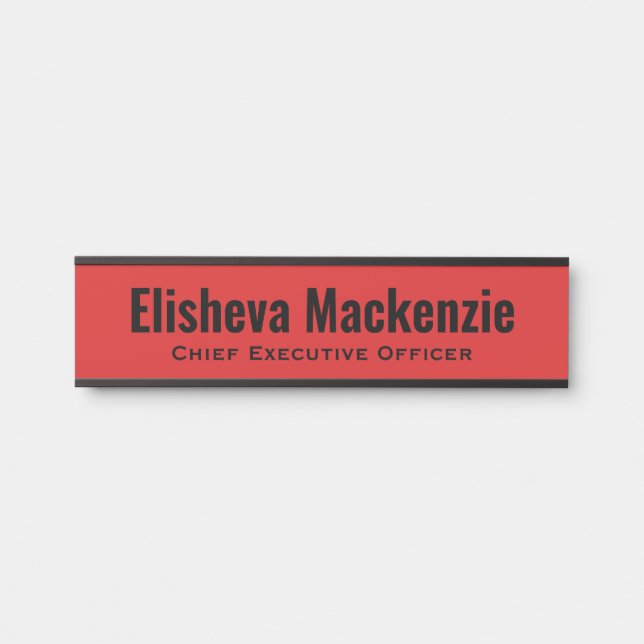 Red Office Door Name Plate Sign  (Front)