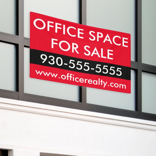 Red Office Space for Sale Commercial Real Estate Banner (Outside Building)