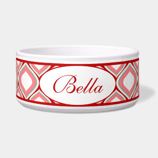 Red Ogee Personalised Ceramic Dog Bowl