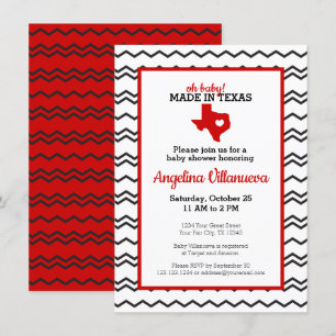 Red Oh Baby! Chevron Made in Texas Shower Invitation
