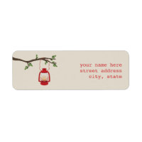 Red Oil Lantern Camping Address Label