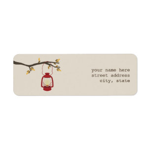 Red Oil Lantern Camping Address Label - Fall