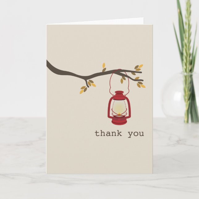 Red Oil Lantern Fall Thank You Card (Front)