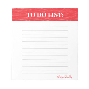 Red oil painted personalised to do list notepad