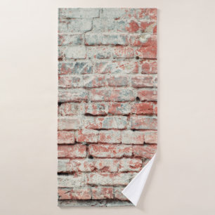 Red old worn brick wall texture background. Vintag Bath Towel