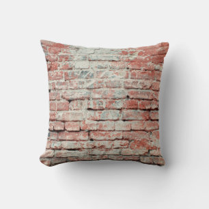 Red old worn brick wall texture background. Vintag Cushion