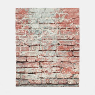 Red old worn brick wall texture background. Vintag Fleece Blanket